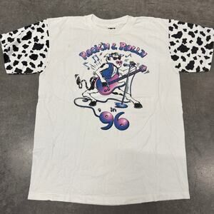 Vintage 1996 Rock n Roll in 96 Cow Print Single Stitch Vintage Graphic Tee L